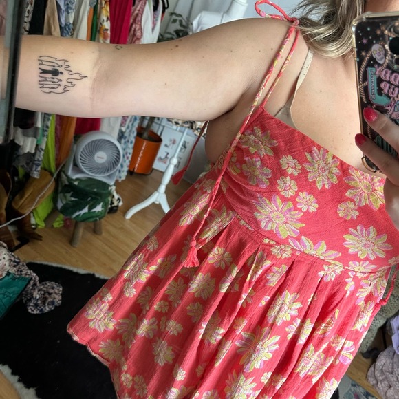 Free People Indigo Molly Spaghetti Strap Tunic Pink Medium - Picture 3 of 5